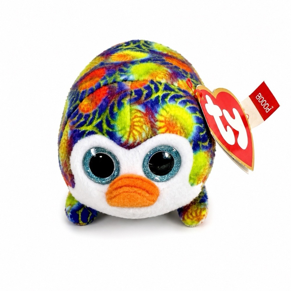 Ty Teenie Beanie Boos Pocket Penguin Plush Multi-Color Glitter Eyes Toy